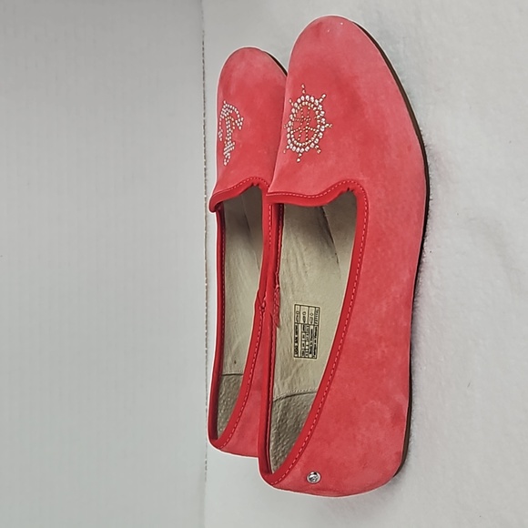 UGG | Women's Coral Red Suede Nautical Rhinestone Ballet Flats Sz 6.5 - Picture 2 of 14